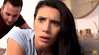 STUCK4K. Friend is happy to see the helpless girl not being able to move