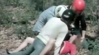 Whorish retro honey pulverized rigid in public on her muff