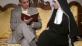 Bashful Nun gets her caboose smashed and face spermed