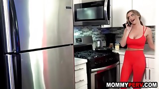 Dick starved step-mom gobbles son'_s fuck-stick for breakfast