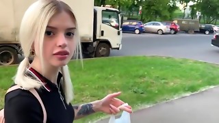 Pikaper Took The Russian Platinum-blonde On The Street And Received From Her Bl