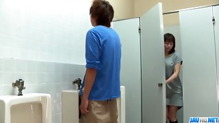 Riho Mikami gargles a rock-hard chisel in a public restroom - More at 69avs.com
