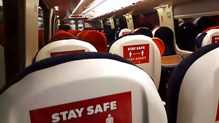 Public man sausage display in the train. Stranger dame masturbate me off and blow me till I cum. Risky real outdoor