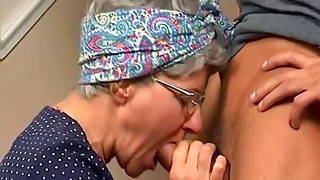 Youthful hefty weenie pounds into granny's donk and she shrieks