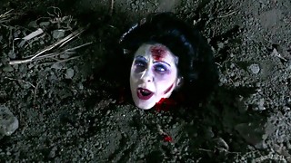 Insane zombie 4some with 2 filthy breezies outdoors