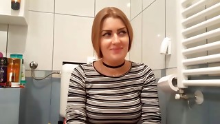 Super-naughty gf getting screwed from behind in a shower