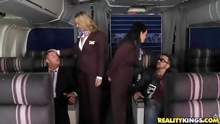 2 stewardesses get porked by 2 biz class passengers