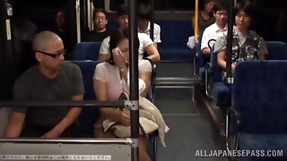 2 Boys Pulverizing a Big-chested Chinese Girl's Phat Mounds in the Public Bus