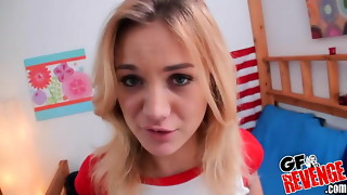 Congenital breasted damsel poking and taking facial cumshot