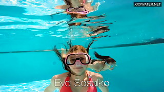 Gang-fuck underwater with Eva Sasalka