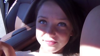 Hitchhiking teenage capitulates her brown sphincter for a rail