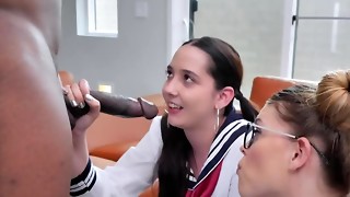 Leah Lee and Kyra Rose meet dark-hued man and go for 3 way