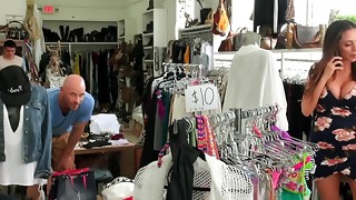 Fellow realizes a wish about tearing up sex industry star in store