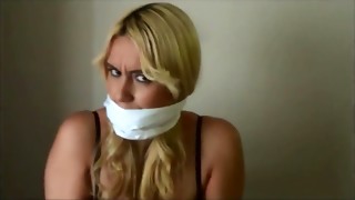 Towheaded Mommy Megan In Undergarments and in Restrain bondage