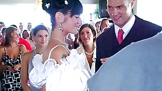 Lustful bridesmaids turn a wedding after soiree into an fuck-a-thon