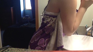 Roomie caught on SPY Webcam getting clad after shower! Witness profile 4 more
