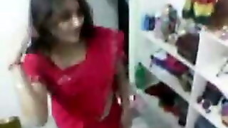 Red Saree College Girl has sex with Boy Friend