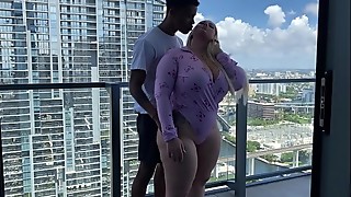 busty milf gets fucked on balcony in Miami ig @lastlild
