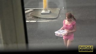 Hardfucked lil' subslut Virgin English beaten by sir