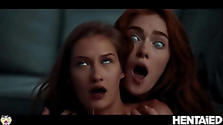 Hot redhead corrupted by Alien Parasite and fuck her hot blonde bestie