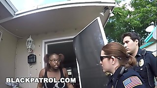 BLACKPATROL - MILF Cops With Big Asses Ride Black Guy They Busted Earlier