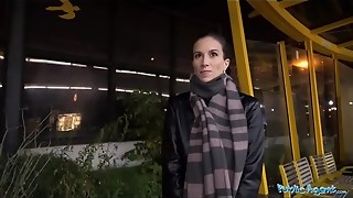 Public Agent Night time outdoor romp at the station