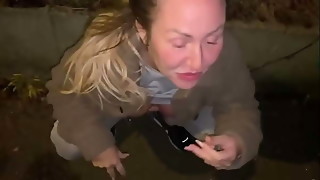 Cracky is offered a drink to take a face full of cum in public