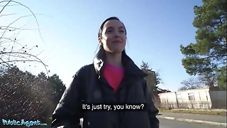 Public Agent - Latina dark haired teen with pert and puffy tits agrees to giving an outdoor blowjob to guy with big dick for money and letting him slide inside her tight wet pussy