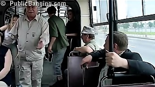 Extreme public fuckfest in a town bus with all the passenger eyeing the pair drill